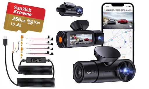 VANTRUE N4 PRO 3CH DVR + ACC + 256GB