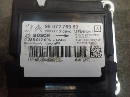 SENSOR MODULO AIRBAG PEUGEOT 2008 2013- 9807276980
