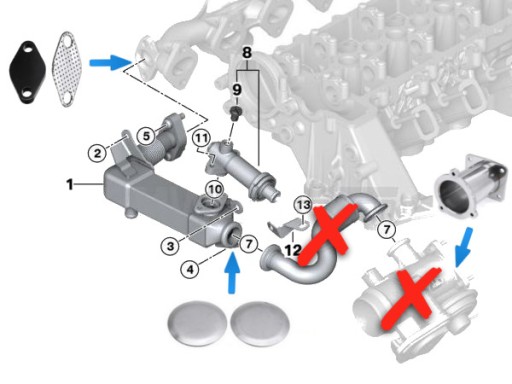 Kit suppression vanne EGR BMW E46 Diesel 330d, 320d, 318d 