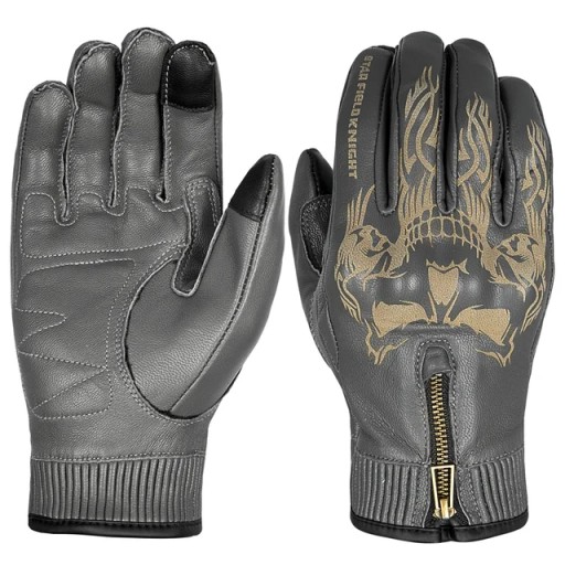 Серые мотоциклетные перчатки размера XL черного цвета