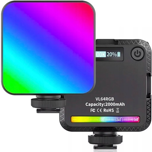 RGB LED lampa W64 Aku 2000mAh LCD displej efekty pre fotografiu / video