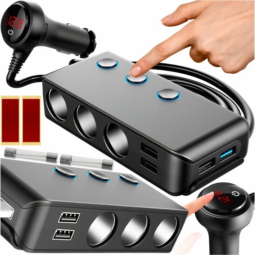 Розгалужувач прикурювача 12 - 24V 4xUSB QC PD