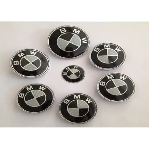 KIT 7 Carbon Emblem Badge BMW LOGO-Hood82mm + B