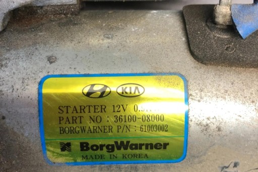Стартер kia 3610008000 1.0л бензин 2022г.