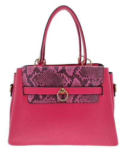 Różowy kuferek damski z wężowym akcentem GALLANTRY