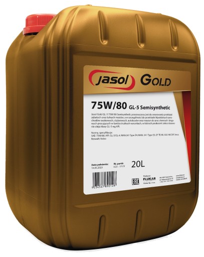JASOL GOLD 75W80 GL-5 20л. ПОЛУСИНТЕТИЧЕСКИЕ