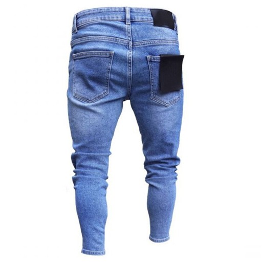 Dżinsy męskie Haftowane jeansy z 2 dziurami, wąski 10044798235 Odzież Męska Jeansy LT DMJBLT-1