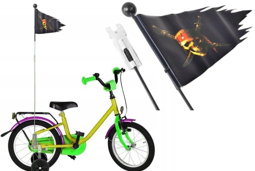 Bezpečnostná vlajka na bicykel pirátska vlajka čierna detský bicykel