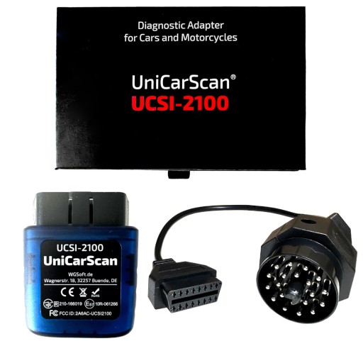 КОМПЛЕКТ OBD2 диагностического интерфейса UCSI-2100 + адаптер MotoScan BMW 20 PIN