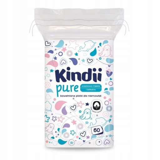 Kindii Pure прямокутні косметичні подушечки 60 шт.