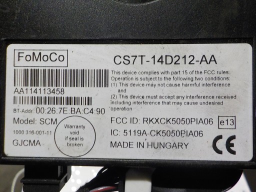 FORD FOCUS III Module BLUETOOTH CS7T-14D212-AA FOMOCO