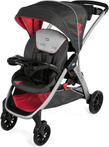 Коляска Chicco Stroll in 2 Double для братів і сестер, чорно-червона