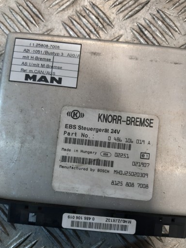 vezerlő egység számítógép MAN KNORR-BREMSE 0486106019A