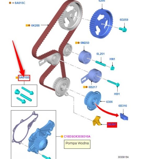 1753600 - КОМПЛЕКТ МОНТАЖНИХ ГВИНТІВ ГРМ FORD MO