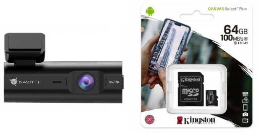Navitel R67 2K Регистратор автомобильная камера Видео Wi-Fi + 64 ГБ Kingston