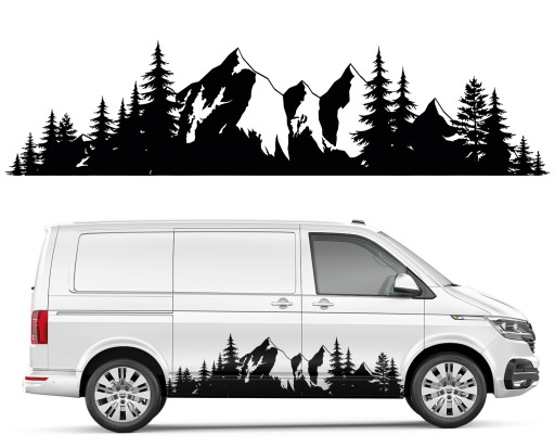 Наклейка тема автомобиль кемпер горы лес 62X250CM