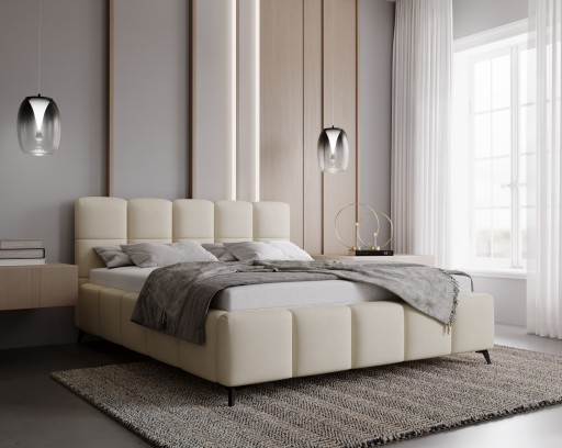 Beżowe łóżko tapicerowane NOLE 160x200
