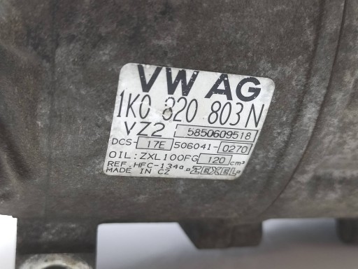 compressor of the air conditioning 1K0820803N 1.6 8V VW Volkswagen Golf V (2004-2009)