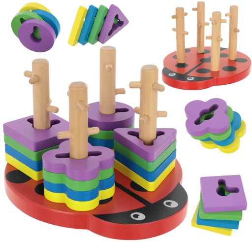 ДЕРЕВ'ЯНЕ БОЖА КОРІВКА Пазл-сортер MONTESSORI