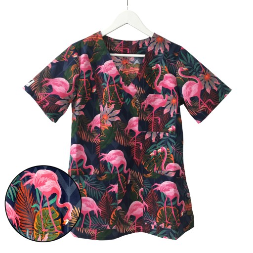 Bluza medyczna damska flamingi 100% bawełna r. 34