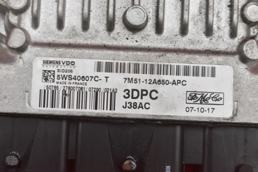 control unit of the engine 7M51-12A650-APC 5WS40607C-T FORD FOCUS MK2 1.8 TDCI 04-08