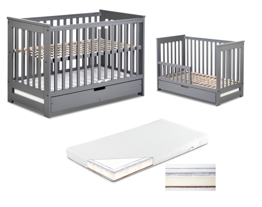 KLUPŚ ДИТЯЧЕ ЛІЖКО 120x60 IWO Grafit + Матрац