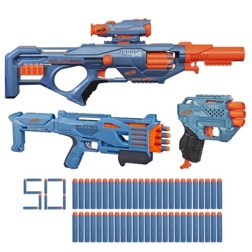 🎯 MEGA ZESTAW Nerf Elite Eaglepoint! 3w1: Snajperka, Shotgun, Pistolet + 50 Strzałek! SUPER CENA!