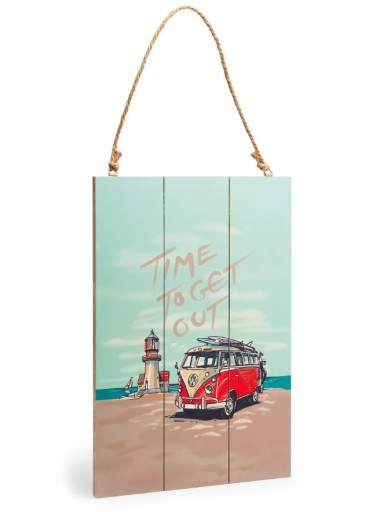 Табличка вывеска деревянная VW T1 BULLI время для GETOUT