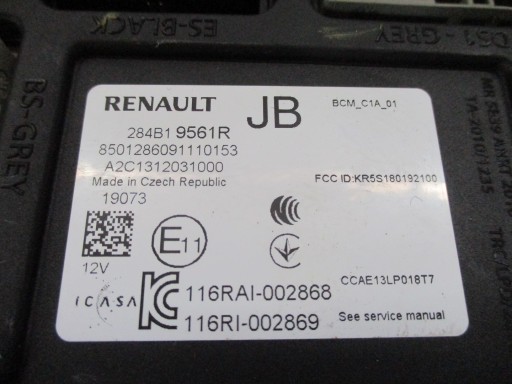 Module Unité de contrôle BSI BCM RENAULT CLIO V 284B19561R
