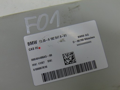 control unit module CAS IV BMW 7 F01 F02 3.0D 9192547 63.35-9192547.9