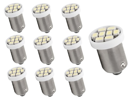 10X БЕЛАЯ ЛАМПОЧКА BA9S T4W 8 LED (СВЕТОДИОД ) 3020 1206 SMD 12V POSTOJÓWKA СИГНАЛ изображение 1