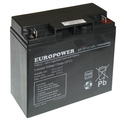 Новый аккумулятор agm 17ah 12v europower ep 17-12 gw