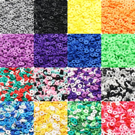 3600PCS Polymer Clay Bead Set 6MM Rainbow Color Flat Chip Bead For