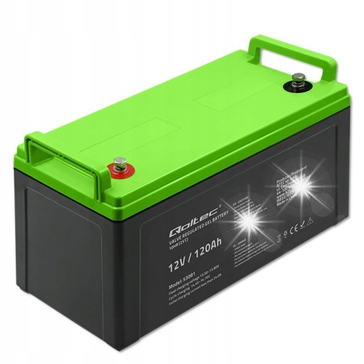 Гелевый аккумулятор гелевый qoltec longlife professional 12 в 120 ач 12 лет на солнечной батарее