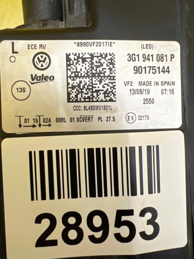 light left VW Passat B8 Full Led 3G1941081P