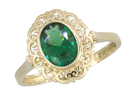 zlatý prelamovaný prsteň 333 smaragd R-19 od Rokarte