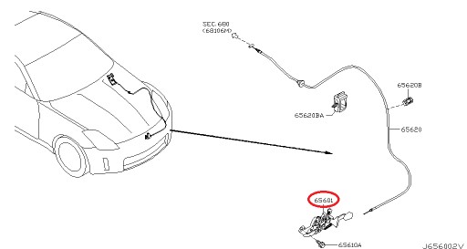 65601-CD000 - ЗАМОК КАПОТА ПЕРЕДНІЙ NISSAN 350Z