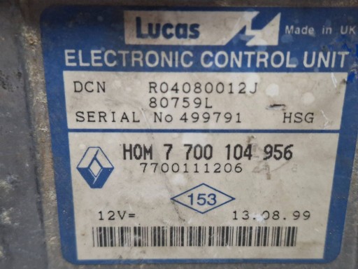 control unit of the engine R04080012J 7700111206 7700104956 RENAULT KANGOO 1.9 D