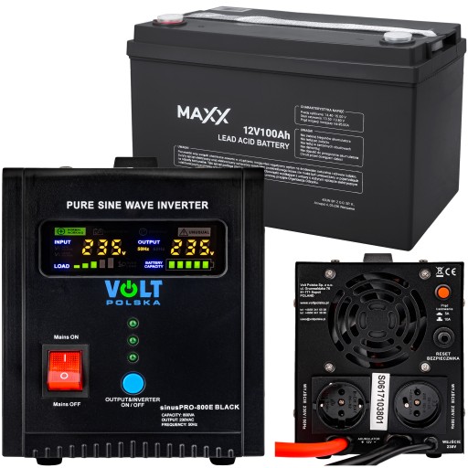 Дбж sinus pro 800e black + акумулятор 100ah