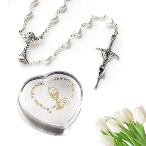 РОЗАРІЙ ДЛЯ ПРИЧАСТЯ + ЧОХАЛ (ПЕРЛ/БІЛИЙ, КУЛЯ)