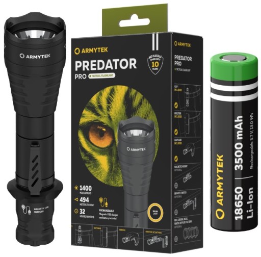 ARMYTEK фонарик хищник PRO тактический USB 1400LM
