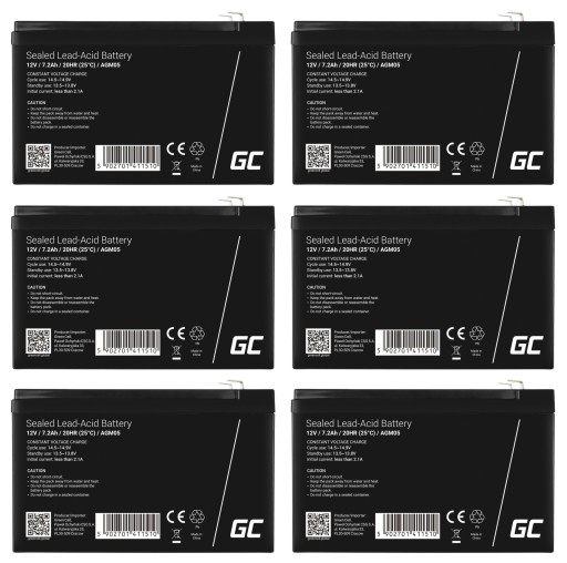 6 аккумуляторов agm green cell 12 в/24 в/36 в/48 в/60 в/72 в 7,2 ач, автомобильные и велосипедные ибп, солнечные панели
