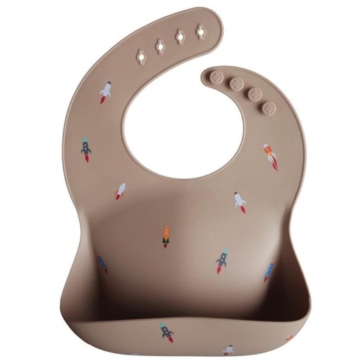 Нагрудник Mushie силікон Відтінки коричневий і бежевий Різнокольоровий 1 шт.