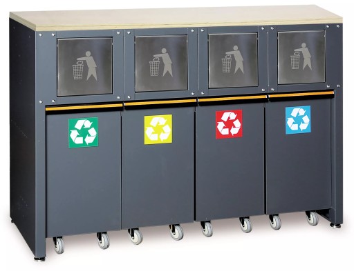 Стаціонарний модуль для сортування сміття, дерев'яний стіл Beta 4500/C45PRO/RD/W