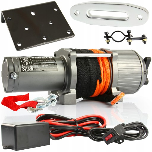 ЛЕБЕДКА ДЛЯ КВАДРОЦИКЛА 12V СИНТЕТИЧЕСКИЙ ТРОС 4000LBS