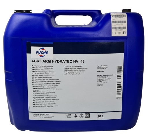 600790417 - FUCHS Agrifarm Hydratec HVI 46 20L HVLP DIN51524-3