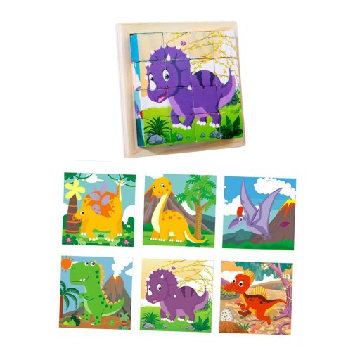 Drevené Montessori puzzle pre rozvoj jemnej motoriky Dinosaurus