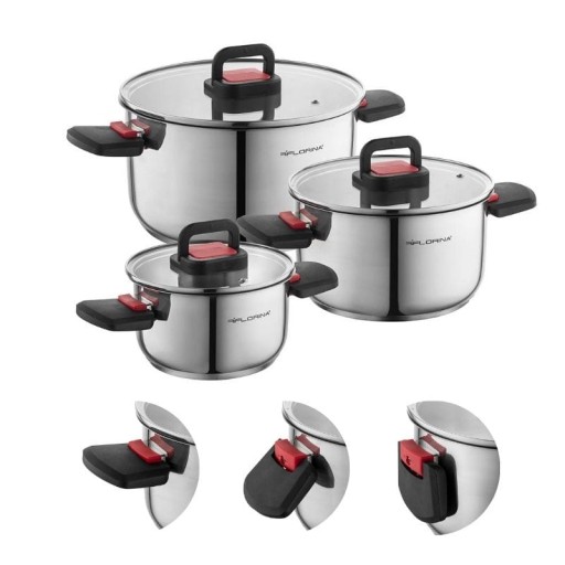 フレナーラ（新品5本セット) FLORINA Zestaw garnków nierdzewnych Space 6 elementów