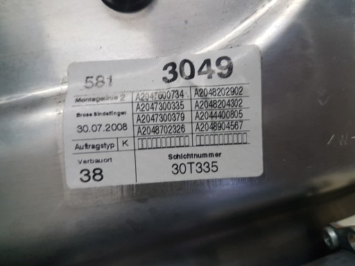 ELE mechanism windows left rear MERCEDES-BENZ C-KLASA W204