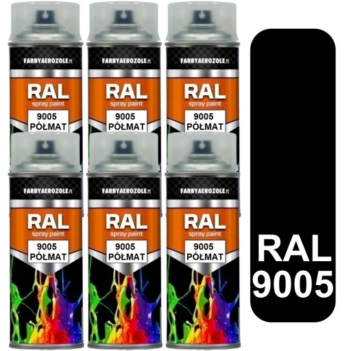 НАБОР 6X ЛАК СПРЕЙ ЧЕРНЫЙ АТЛАС RAL 9005 АКРИЛ
